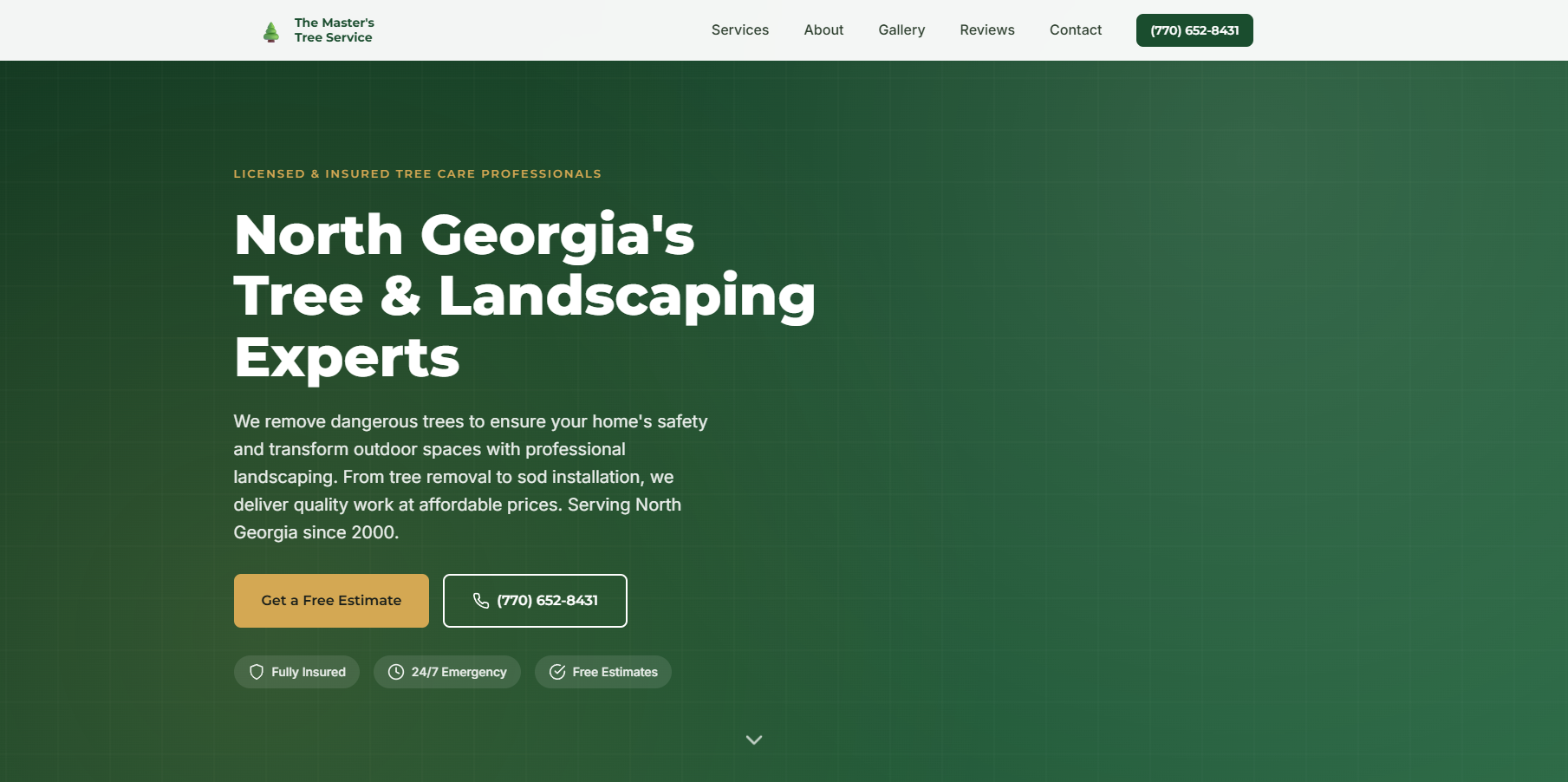 Screenshot of The Master's Tree Service LLC